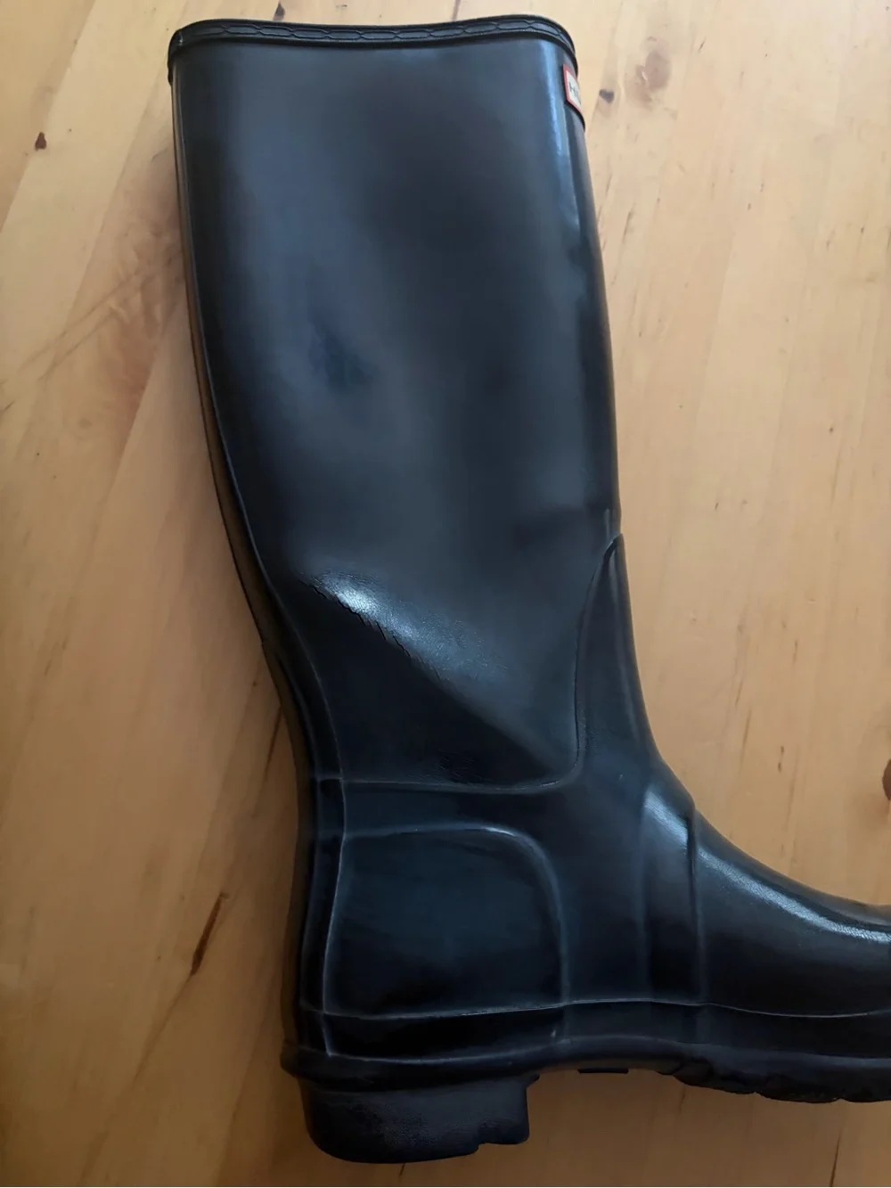 Hunter Gloss Black Knee-High Rain Boots with Logo